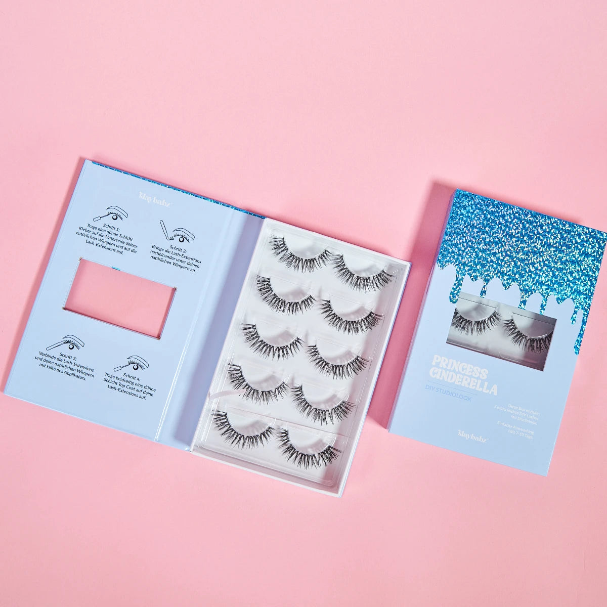 Pretty Princess Cinderella DIY Lash-Extensions mit geöffneter Produktbox von Slaybabz