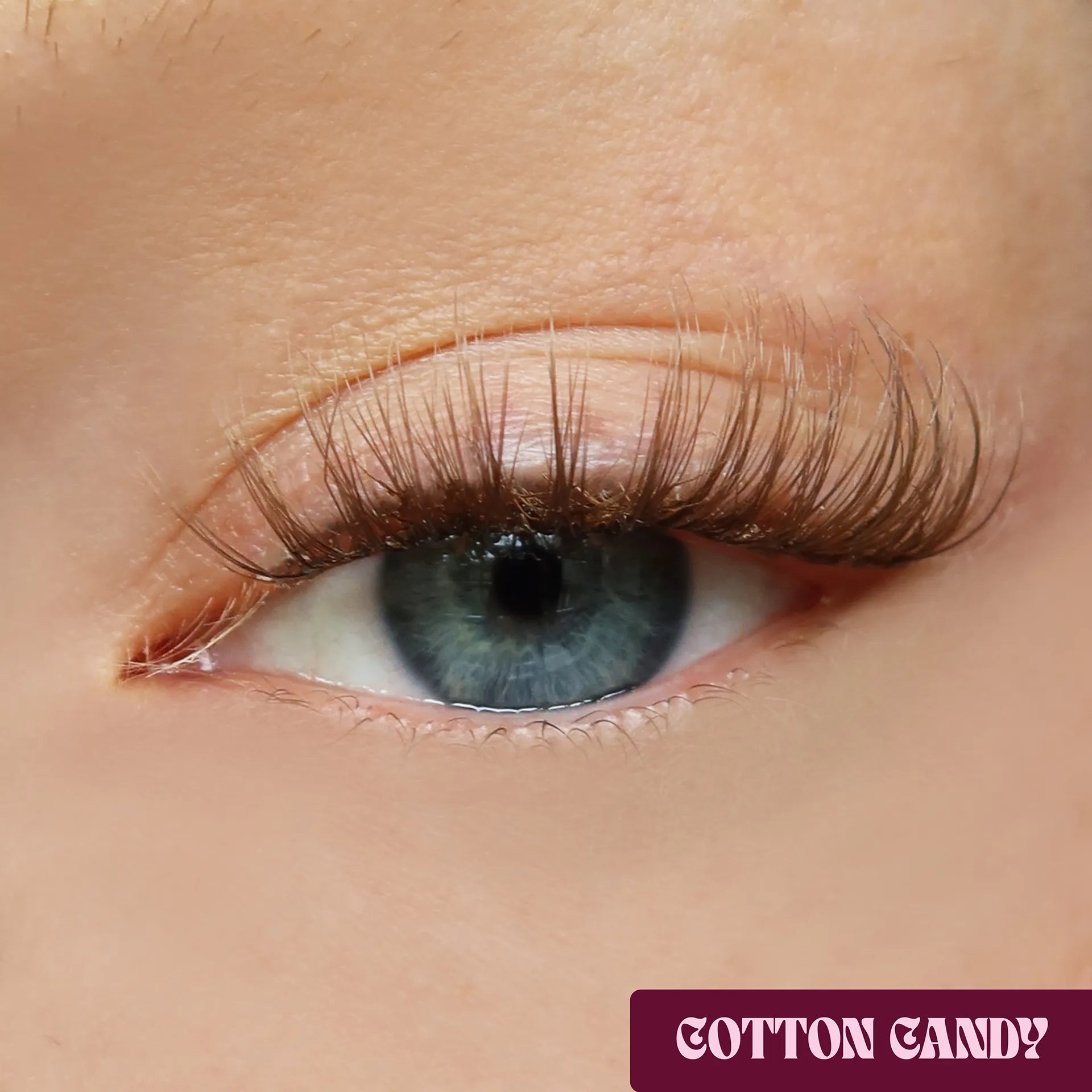 Cotton Candy DIY Lash-Extensions in Braun aufgetragen für einen soften natürlichen Lash-Look