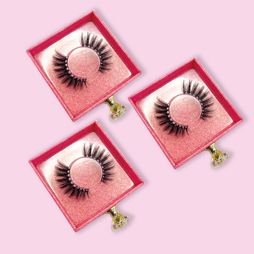 Crystal Spar-Set mit drei Slaybabz Strip Lashes in Schwarz mit funkelnden Kristall-Details