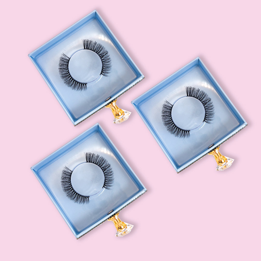 Lucie Spar-Set mit drei Slaybabz Strip Lashes in Schwarz für natürliche Cat-Eye Looks
