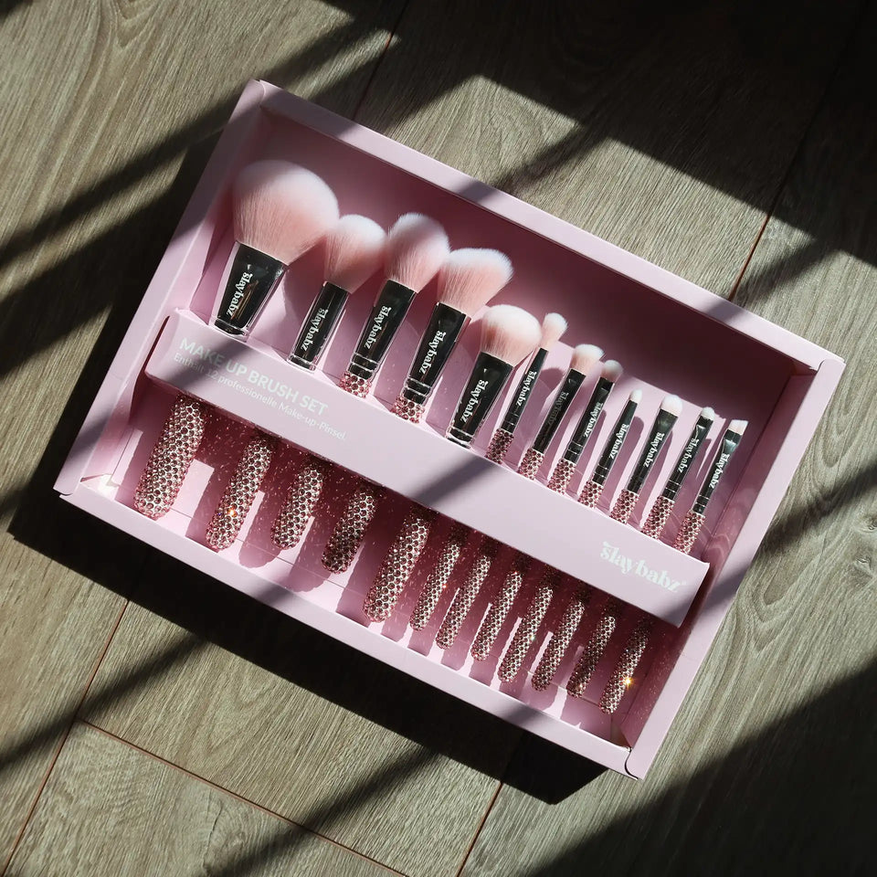 Slaybabz Make-up Brush Set mit 12 veganen Pinseln für Gesicht und Augen